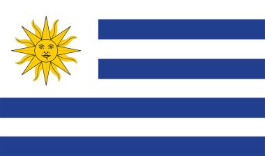 Uruguay bayrağı resmi renklerde izole vektör ve Oran Doğru.