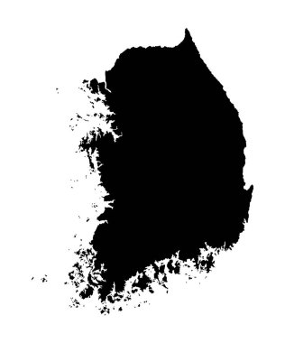 Güney Kore vektör haritası beyaz arka plan üzerinde izole yüksek detaylı siluet illüstrasyon. 