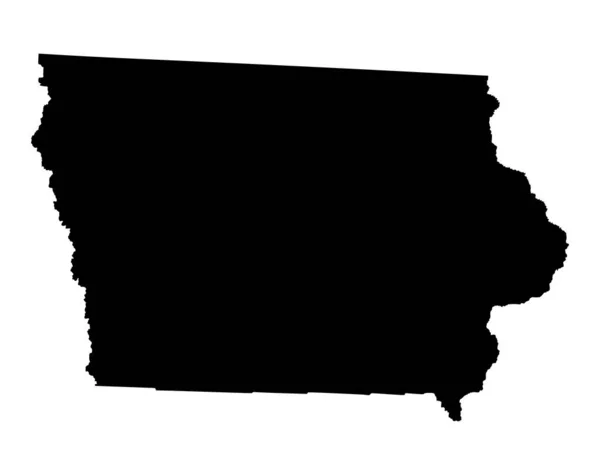 爱荷华州矢量地图剪影孤立于白色背景上 高详细剪影插图 美利坚合众国 — 图库矢量图片
