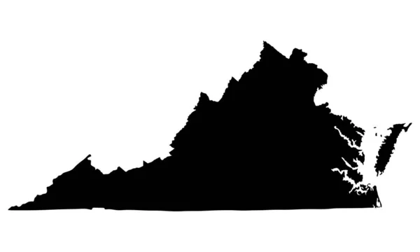 Virginia Silhouette Mappa Vettoriale Isolato Sfondo Bianco Alta Illustrazione Dettagliata — Vettoriale Stock