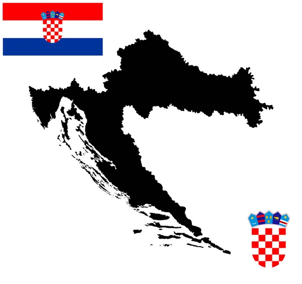 Croatia Vector Map Silhouette High Detailed Isolated White Background Black — Stock Vector