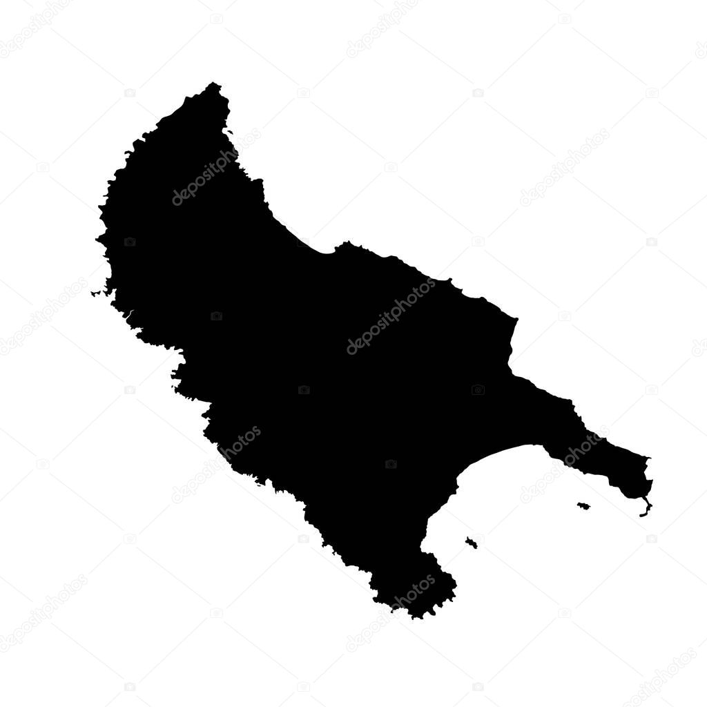 Island of Zakynthos in Greece vector map high detailed silhouette illustration isolated on white background. 