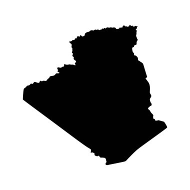 Cezayir vektör haritası beyaz arka plan üzerinde izole. Yüksek detaylı siluet illüstrasyon. 