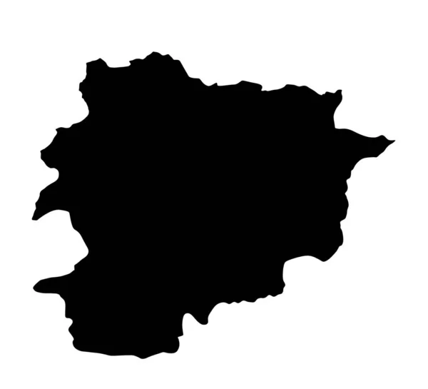 Andora Silhouette Paese Altamente Dettagliato Con Andorra Vettoriale Mappa Silhouette — Vettoriale Stock