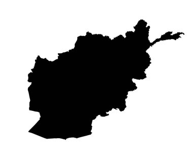 İslam Cumhuriyeti Afganistan vektör harita siluet beyaz arka plan siluet izole. Yüksek detaylı illüstrasyon. Orta Doğu Devleti.