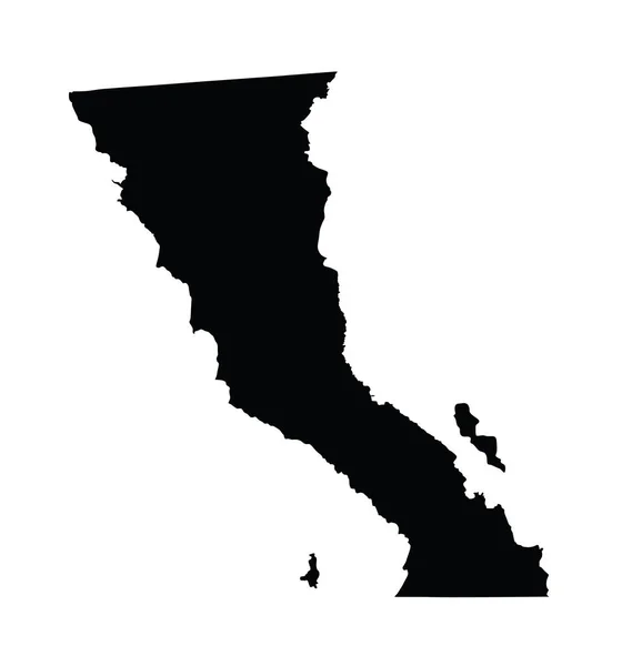 Baja California México Silueta Mapa Vectorial Aislada Sobre Fondo Blanco — Vector de stock