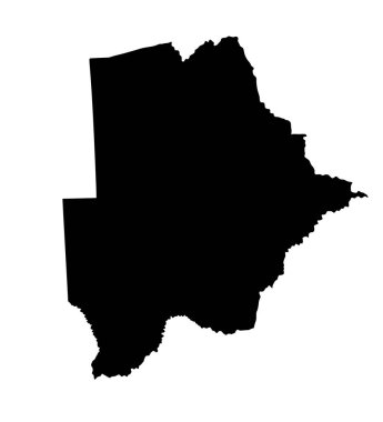 Botsvana vektör haritası siluet beyaz arka plan üzerinde izole. Yüksek detaylı siluet illüstrasyon. Afrika ülkesi, Güney Afrika toprak devleti.