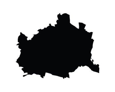 Viyana harita siluet idari bölümü, Wien, Avusturya, vektör haritası beyaz arka plan izole. Yüksek detaylı illüstrasyon. Viyana haritası. Avusturya'nın başkenti. Orta Avrupa. Kültür merkezi.