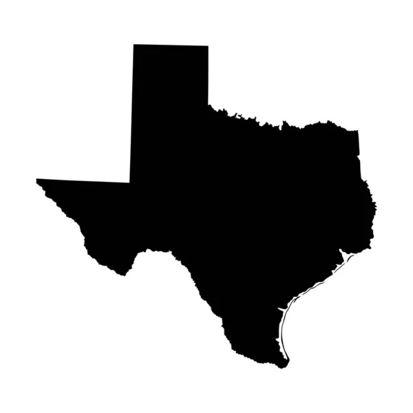 Silueta Mapa Vectorial Texas Alta Ilustración Detallada Aislada Sobre Fondo — Vector de stock