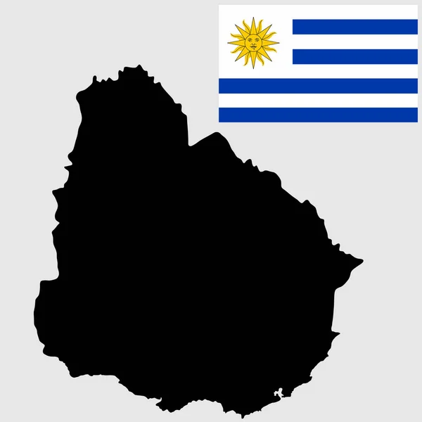 Alta Silhouette Dettagliata Della Mappa Vettoriale Uruguay Isolata Sfondo Bianco — Vettoriale Stock