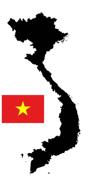 Векторна Карта Єтнаму Силует Ізольований Білому Фоні Оригінальний Простий Прапор — стоковий вектор