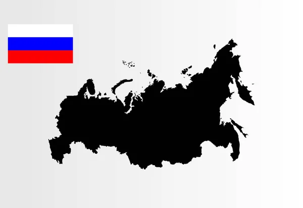 Russian Vector Map Silhouette Vector Flag Isolated Gray Background Russia — Stock Vector
