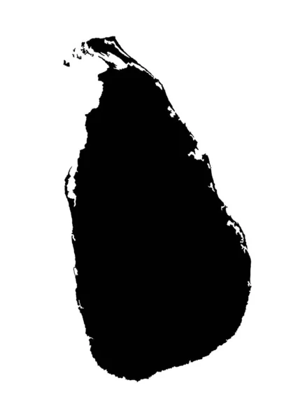 スリランカ民主社会主義共和国ベクトルマップシルエット 白い背景に隔離された高い詳細なイラスト アジアの州 — ストックベクタ