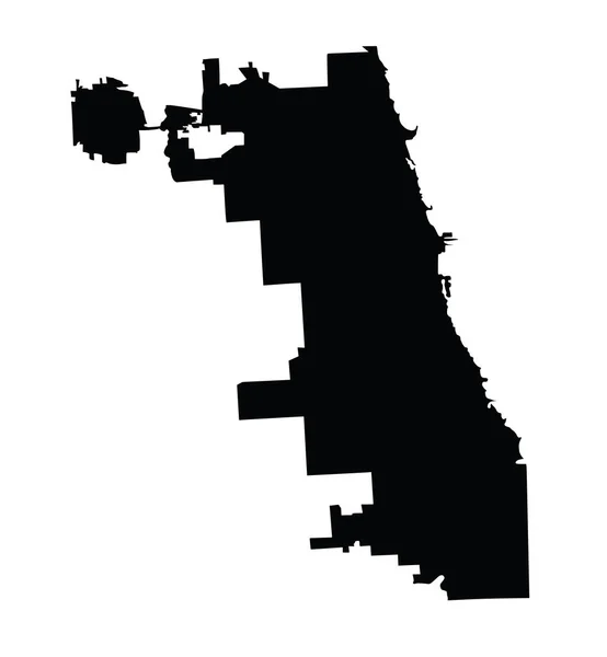 シカゴ市の地図のシルエット ベクトルマップ 白い背景に隔離 高い詳細なイラスト イリノイ州の都市シカゴアメリカ合衆国の町 — ストックベクタ