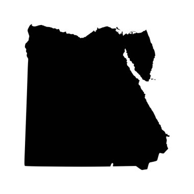 Mısır vektör haritası siluet beyaz arka plan üzerinde izole. Yüksek detaylı illüstrasyon. Kuzey Afrika ülkesi.