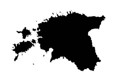 Estonya vektör haritası siluet beyaz arka plan üzerinde izole. Yüksek detaylı illüstrasyon. Eski Sssr ülkesi. Avrupa'da Devlet Birliği.