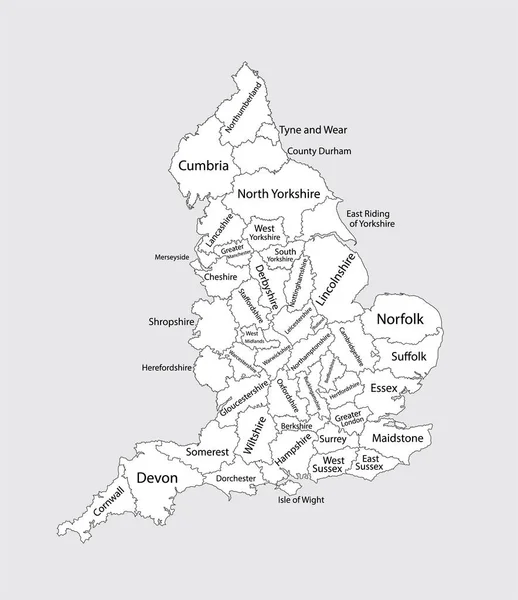 Mappa Vettoriale Vuota Modificabile Dell Inghilterra Isolata Sullo Sfondo Molto — Vettoriale Stock