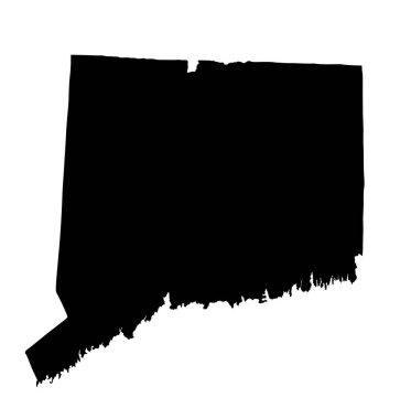 Connecticut vektör haritası siluetbeyaz arka plan üzerinde izole. Yüksek detaylı siluet illüstrasyon. Amerika Birleşik Devlet ülke.
