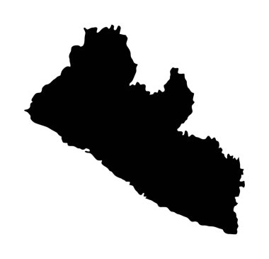 Liberya vektör haritası siluet beyaz arka plan üzerinde izole. Yüksek detaylı İllüstrasyon siyah siluet. Batı Afrika'da Devlet.