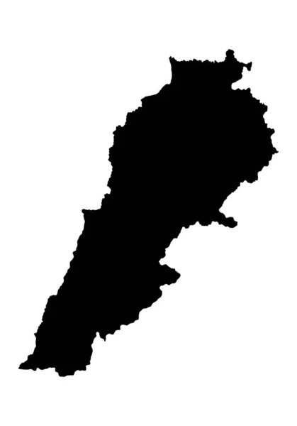 Líbano Silueta Mapa Vectorial Alta Ilustración Detallada Aislada Sobre Fondo — Vector de stock