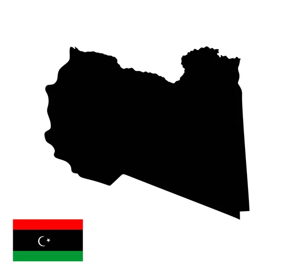 Libye Carte Vectorielle Silhouette Drapeau Isolés Sur Fond Blanc Illustration — Image vectorielle