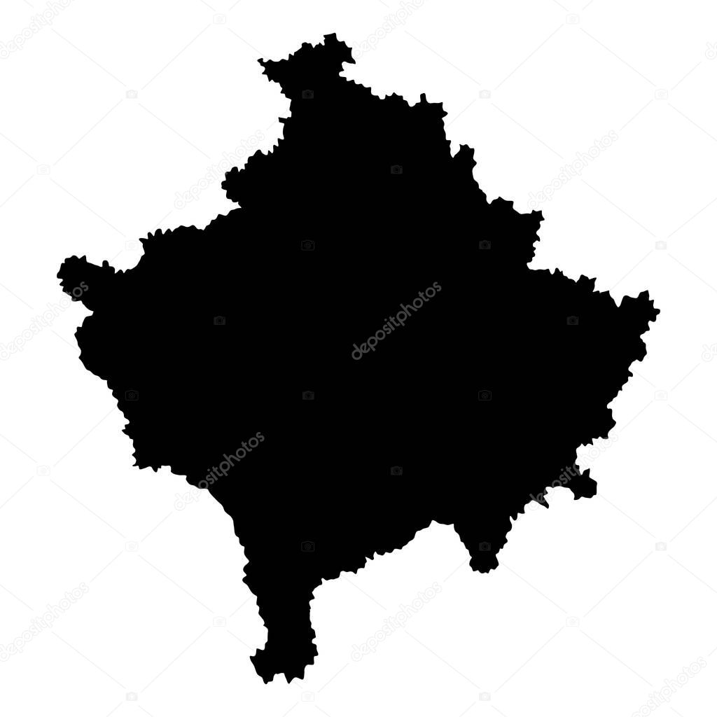 Kosovo vector map silhouette, high detailed illustration isolated on white background. Part of Serbia. Balkan territory. Province in former Yugoslavia.