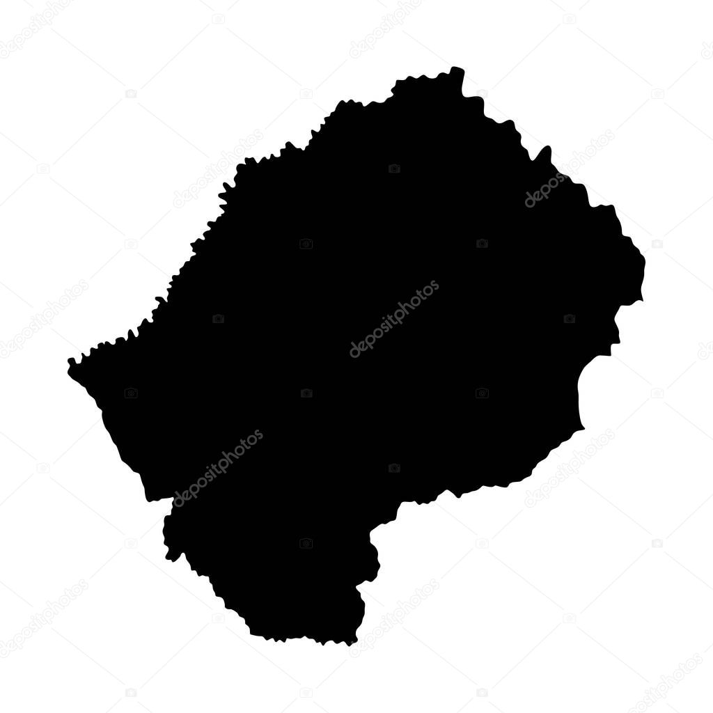  Lesotho vector map silhouette isolated on white background. High detailed silhouette illustration. Leshoto vector map silhouette. State in South Africa.