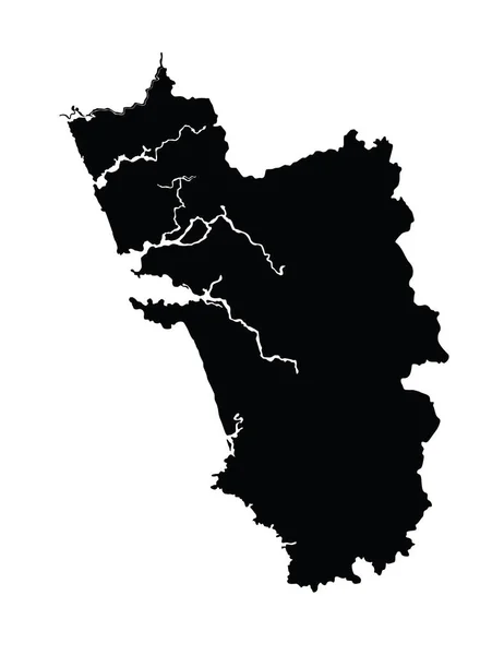 印度省领土 在白色背景上隔离的 Goa 矢量剪影贴图 高详细剪影插图 — 图库矢量图片