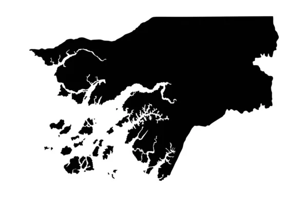 Sílhueta Mapa Vetorial Guiné Bissau Isolada Sobre Fundo Branco Ilustração —  Vetores de Stock