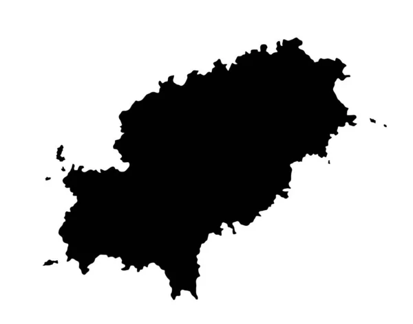 Ibiza Vectorkaart Silhouet Hoge Gedetailleerde Illustratie Geïsoleerd Witte Achtergrond Spanje — Stockvector