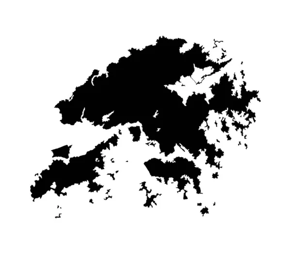 Hong Kong Vectorkaart Silhouet Geïsoleerd Witte Achtergrond Silhouet Hoge Gedetailleerde — Stockvector