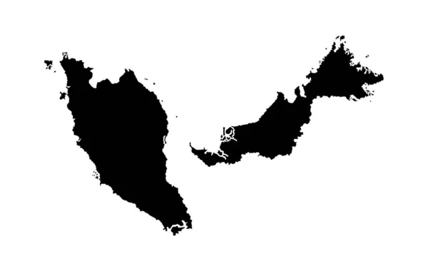 Malaysia Vektor Map Silhouette Isoliert Auf Weißem Hintergrund Hoch Detaillierte — Stockvektor