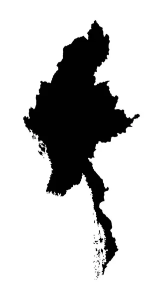 ミャンマーのベクトルマップシルエットは 白い背景に隔離されています 高い詳細なシルエットイラスト アジアの国の地図 — ストックベクタ