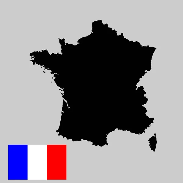 Carte Vectorielle Silhouette France Isolée Sur Fond Gris France Drapeau — Image vectorielle