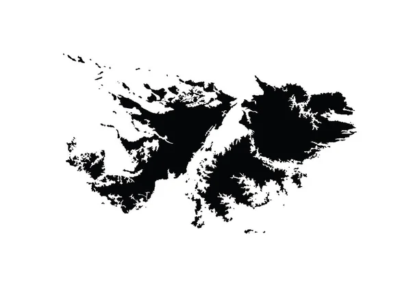 Gedetailleerde Falkland Islands Kaart Silhouet Vectorkaart Geïsoleerd Witte Achtergrond Hoge — Stockvector