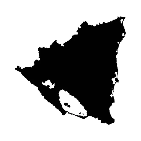 Silhouette Della Mappa Vettoriale Del Nicaragua Isolata Sfondo Bianco Alta — Vettoriale Stock