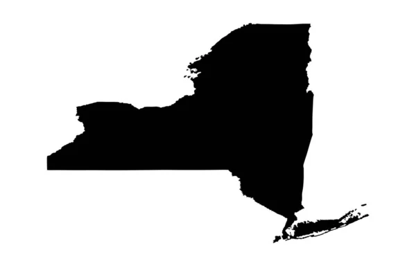 Silhouette Della Mappa Vettoriale New York Isolata Sfondo Bianco Alta — Vettoriale Stock