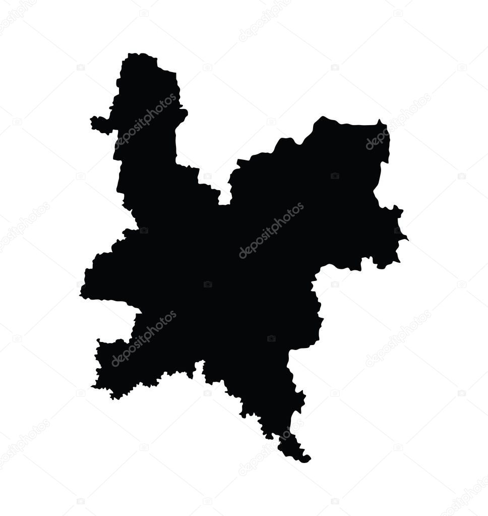 Kirov Oblast map silhouette vector isolated on white background. High detailed silhouette illustration. Russia oblast map illustration.