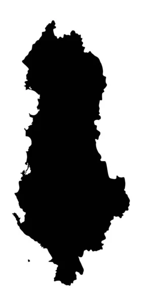 阿尔巴尼亚共和国矢量地图剪影孤立于白色背景 高详细插图 — 图库矢量图片