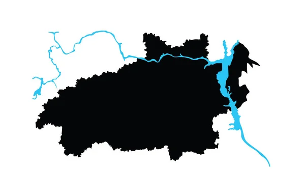 Ivanovo Oblast Vektör Haritası Siluetbeyaz Arka Plan Üzerinde Izole Yüksek — Stok Vektör