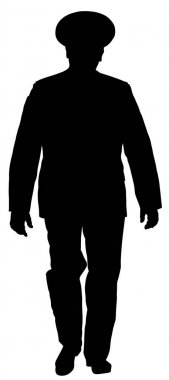 Üniforma vektör siluet illüstrasyon Sovyet ordusu subayı. Rus general mareşal profil vektörü. Üniformalı asker. Ordu komutanı. Bir tören alayında marsh subayı. Askeri geçit töreni