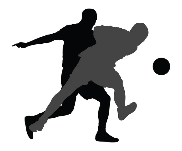 Ποδοσφαιριστές Μονομαχία Διανυσματική Σιλουέτα Απεικόνιση Απομονώνεται Λευκό Φόντο Ποδοσφαιριστής Μάχεται — Διανυσματικό Αρχείο
