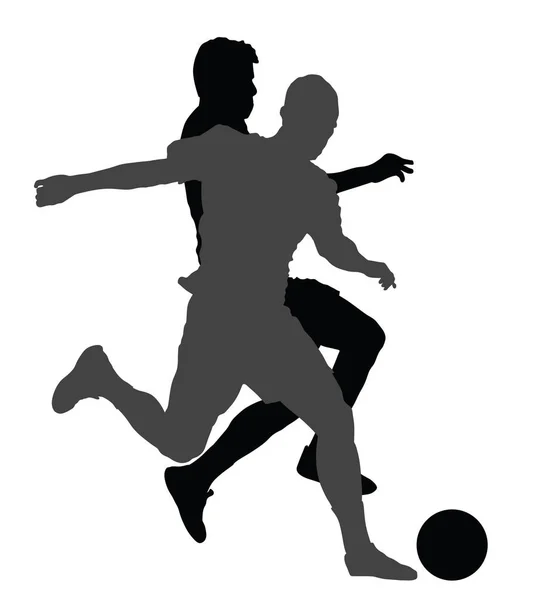 Jogadores Futebol Silhueta Vetorial Duelo Ilustração Isolada Fundo Branco Jogador — Vetor de Stock