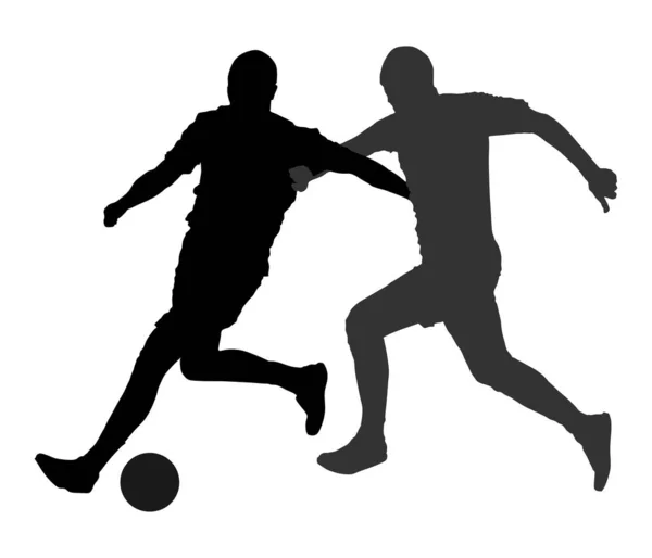 Joueurs Football Duel Vectoriel Silhouette Illustration Isolé Sur Fond Blanc — Image vectorielle