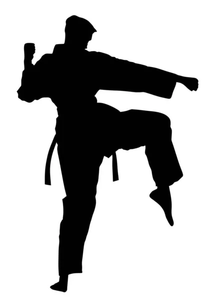 Karate Man Vechter Kimono Vector Silhouet Japan Traditionele Martial Art — Stockvector