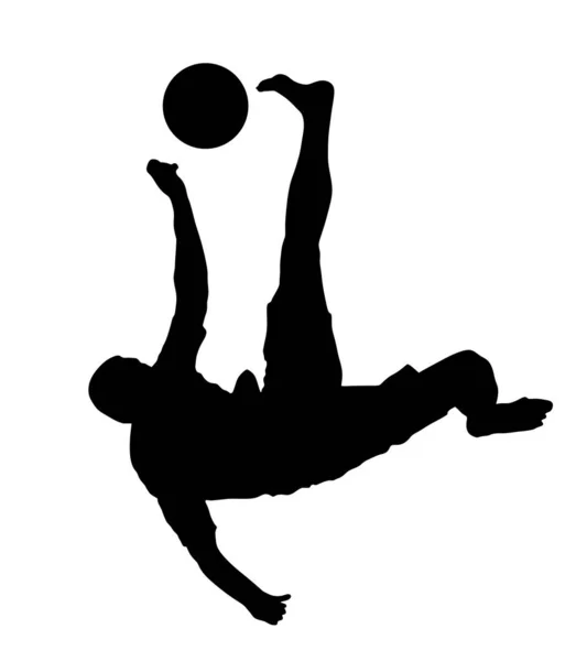 Sandfußballspieler Vektor Silhouette Illustration Isoliert Auf Weißem Hintergrund Schere Bewegt — Stockvektor