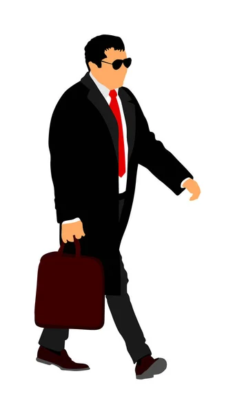 Confident Leader Walking Businessman Work Vector Illustration Handsome Man Suite — Stock Vector