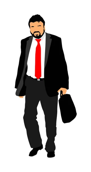 Líder Confiado Caminando Empresario Ilustración Vector Trabajo Hombre Guapo Suite — Vector de stock