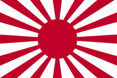 Japon bayrak vektörü. Japon İmparatorluk Ordusu Bayrağı. Yükselen Güneş sembolü.
