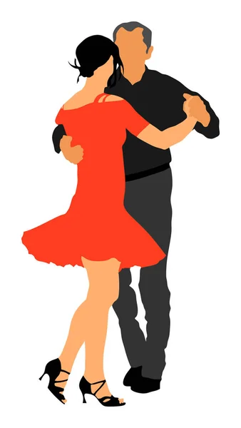 优雅的拉丁舞者夫妇矢量插图孤立在白色背景 成熟的探戈舞人 在舞厅之夜活动 高级舞者派对探戈舞亲密和爱的概念 — 图库矢量图片